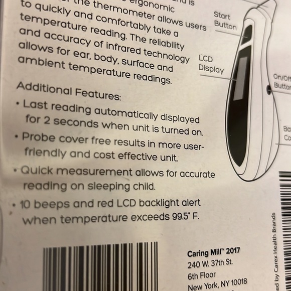 Caring Mill Instant Ear Thermometer, New
In factory sealed packaging - Picture 5 of 10